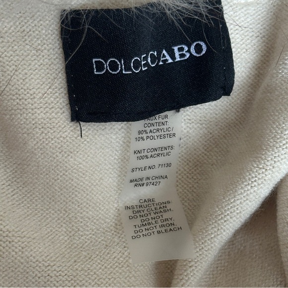 Dolce Cabo Cream Faux Fur Trim Poncho One Size - Picture 6 of 12